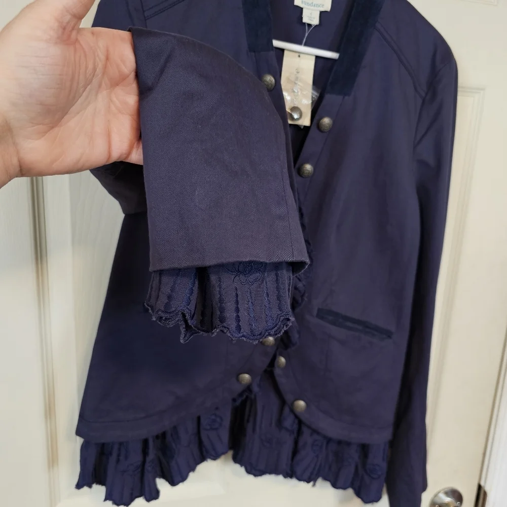 Sundance Caroline Ruffle Military Floral Ruffle Velvet Blazor Pirate Renaissance
